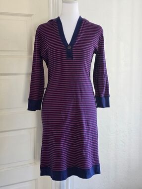 Ralph Lauren Jeans Co. Striped Cotton Knit Pullover Hoodie Dress